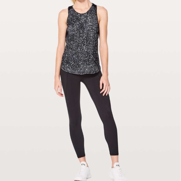 Lululemon Sculpt Tank II Splatter Black and White Racerback Tank • size small - Picture 2 of 10